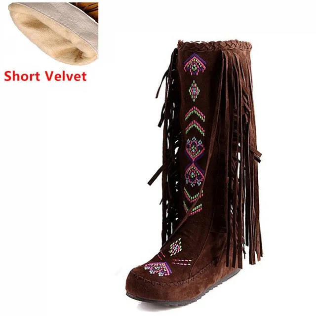 TEEK - Knee Moccasin Tassel Boots