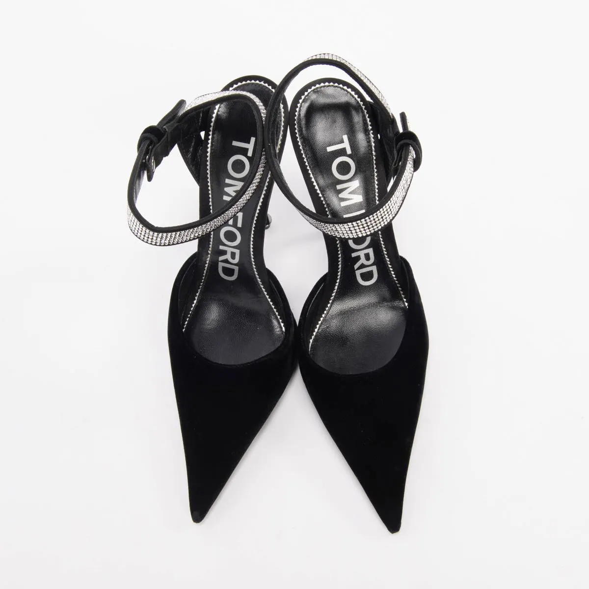 Tom Ford Black Velvet Asymmetric Crystal Pumps 37