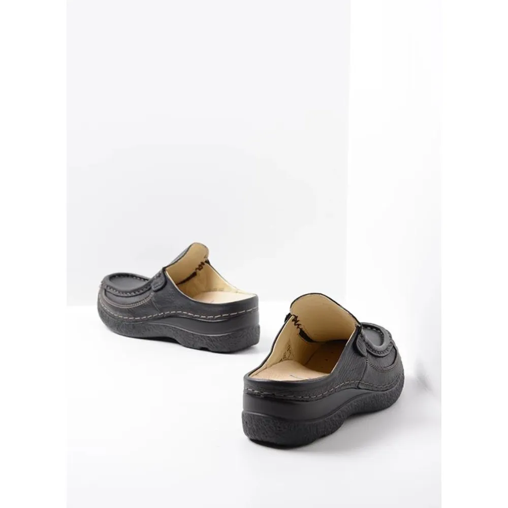 Wolky Roll Slide Black Print Clogs (Women's)