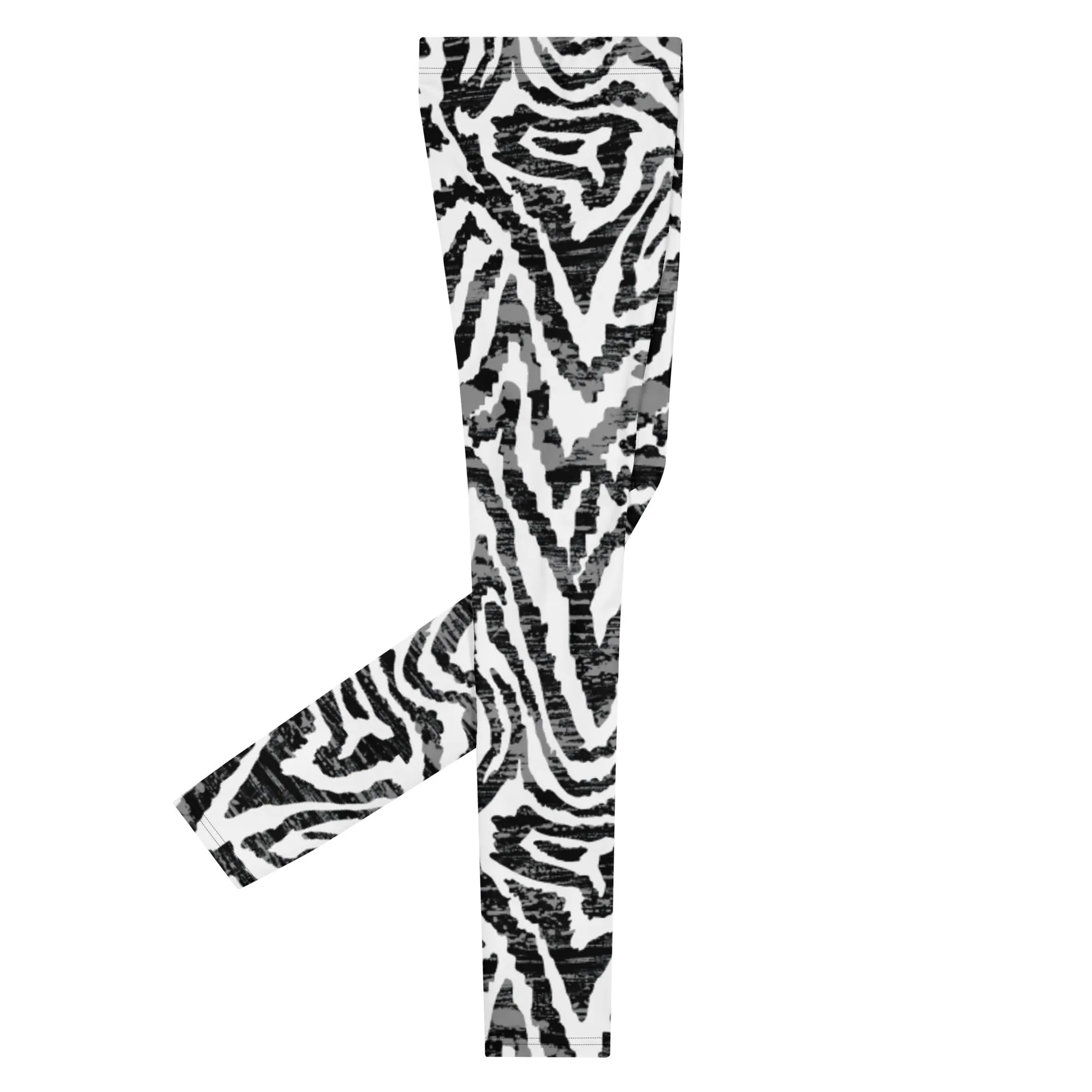 Zebra Animal Print Men's Leggings, Zebra Striped Print Designer Running Compression Tights For Men - Made in USA/EU/MX