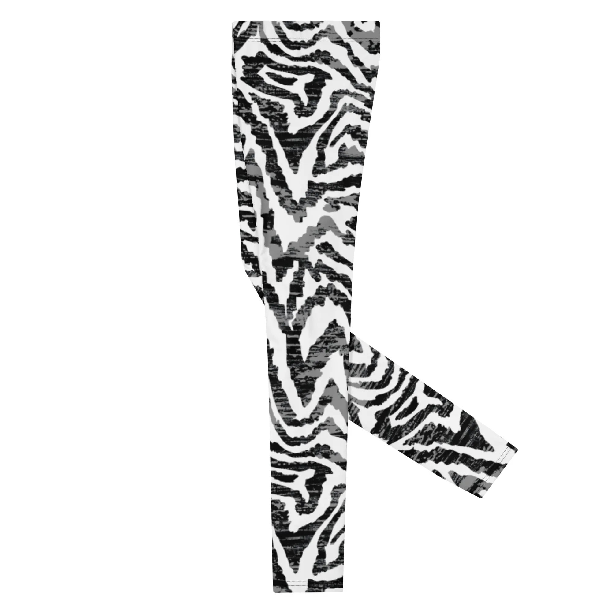 Zebra Animal Print Men's Leggings, Zebra Striped Print Designer Running Compression Tights For Men - Made in USA/EU/MX