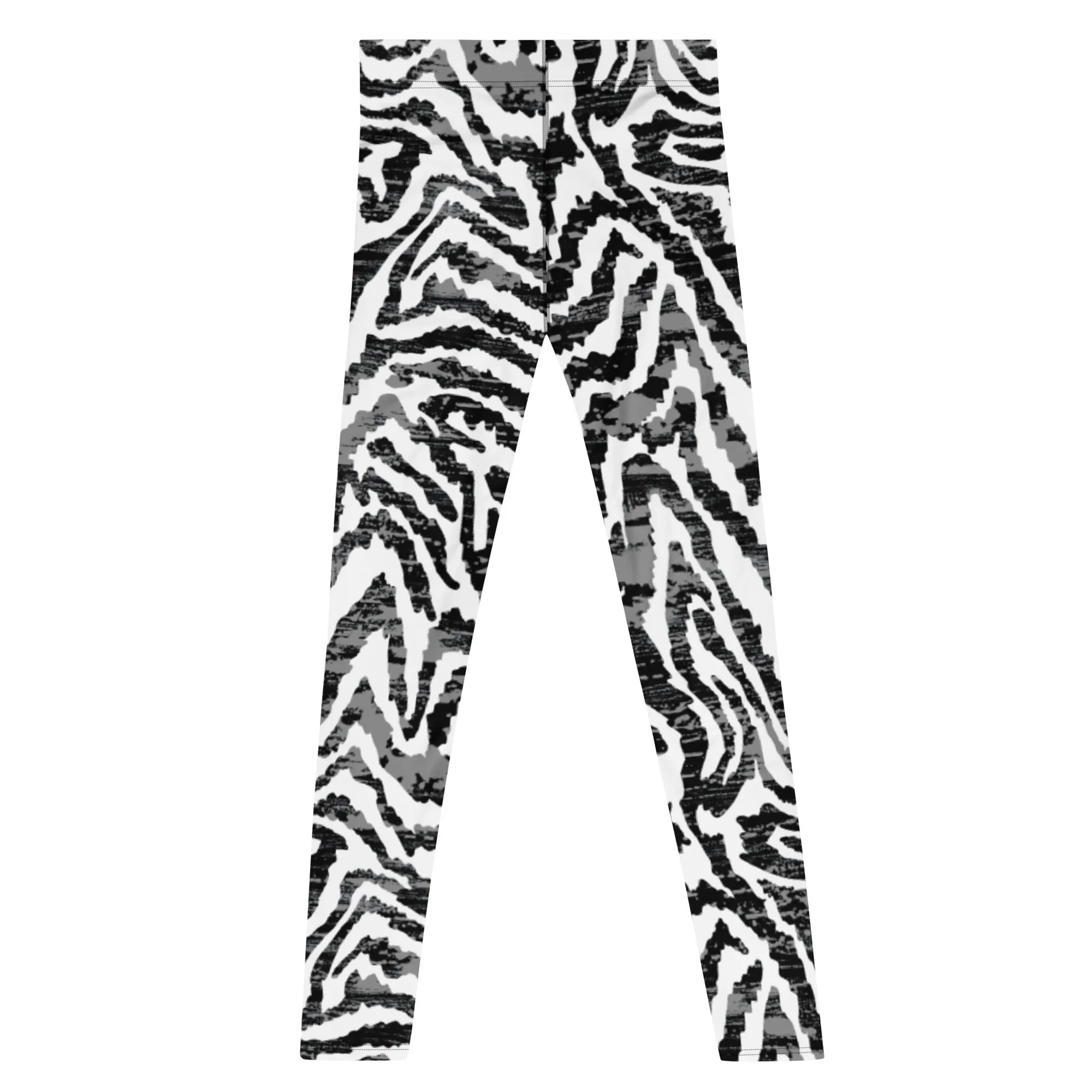 Zebra Animal Print Men's Leggings, Zebra Striped Print Designer Running Compression Tights For Men - Made in USA/EU/MX