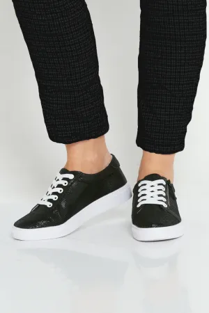 Zoe Leather Sneakers - Black Snake